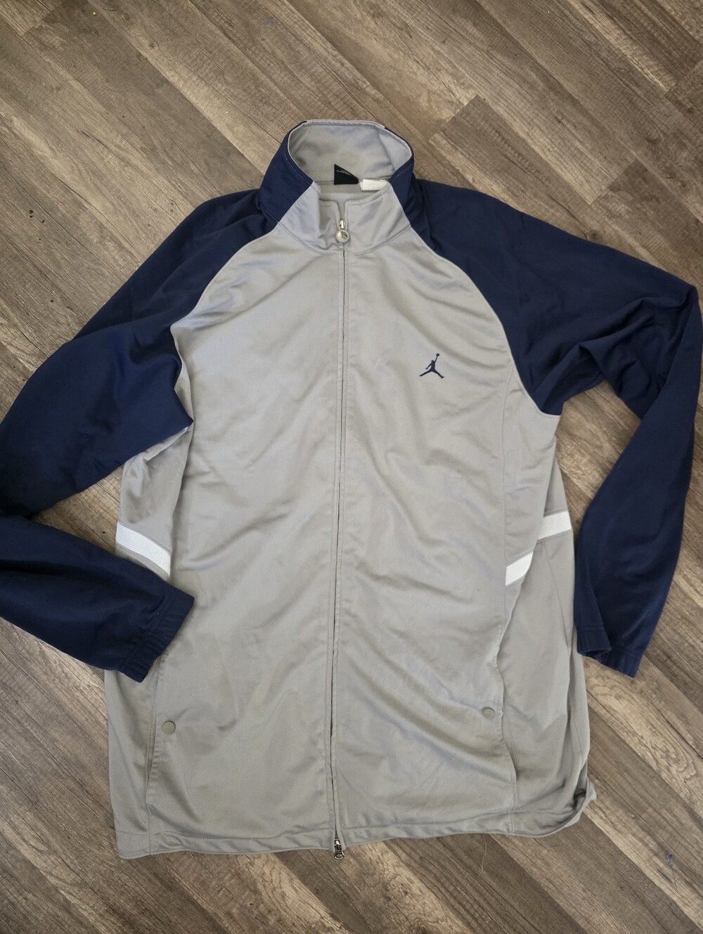 Vintage 90s Michael Jordan Navy Gray Full-Zip Track Basketball NBA Jacket XXL